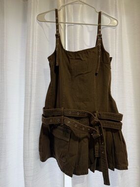 Lioness Olive Green Mini Dress with Belted Detail